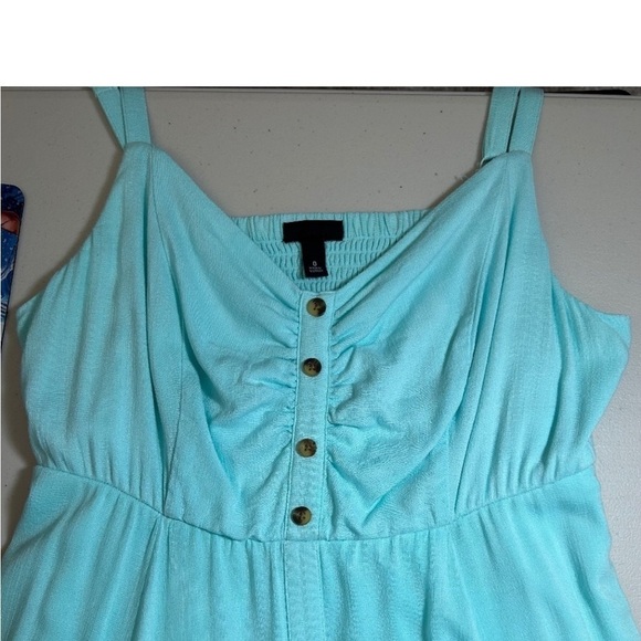 NWOT Torrid Textured Seafoam green button down Woven Midi Dress adjust strap 4X - Picture 5 of 7